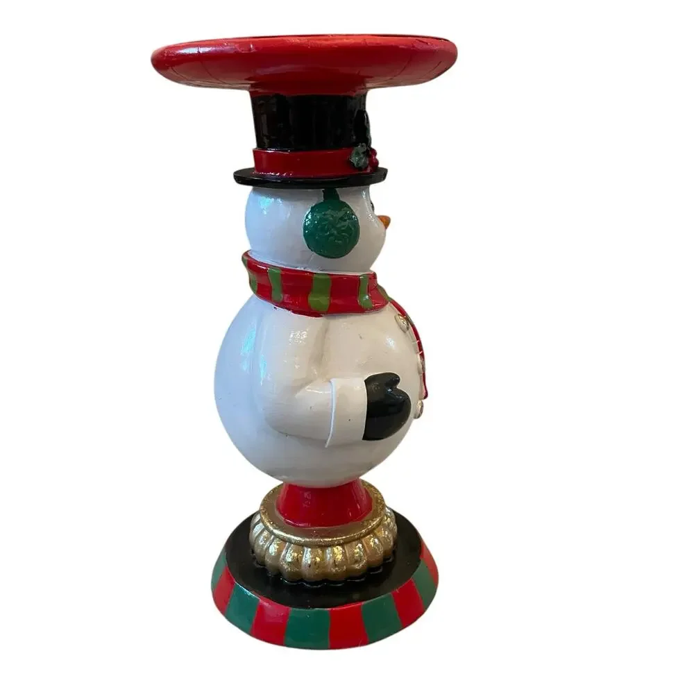 Martha Stewart Christmas Candle Holders 8.5in Santa & Snowman Holiday Decor New